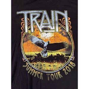 Train Band Black T-Shirt | Men's Large 2018 Tour Y2K Music Memorabilia